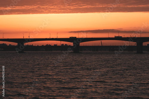 sunset over the river