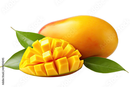 mango with sliced on isolated transparent background