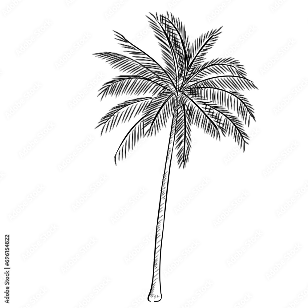 Obraz premium palm tree handdrawn illustration