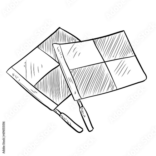 referee flag handdrawn illustration