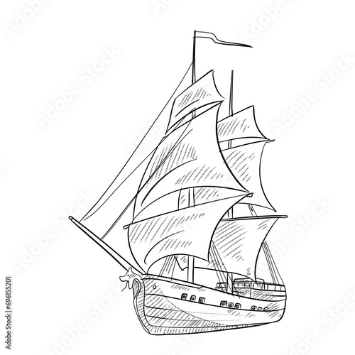caravel handdrawn illustration