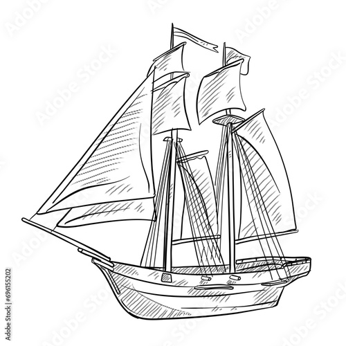 caravel handdrawn illustration