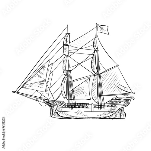caravel handdrawn illustration