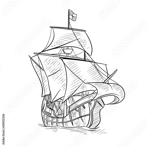 caravel handdrawn illustration