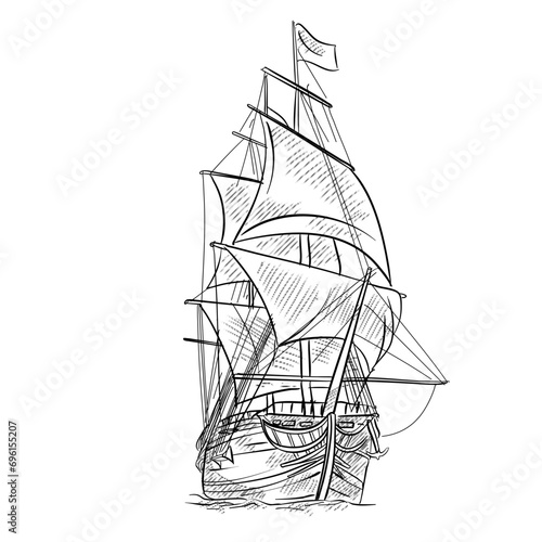 caravel handdrawn illustration