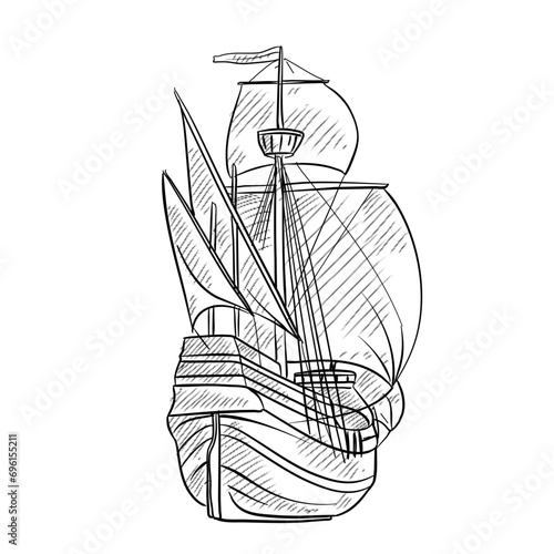 caravel handdrawn illustration