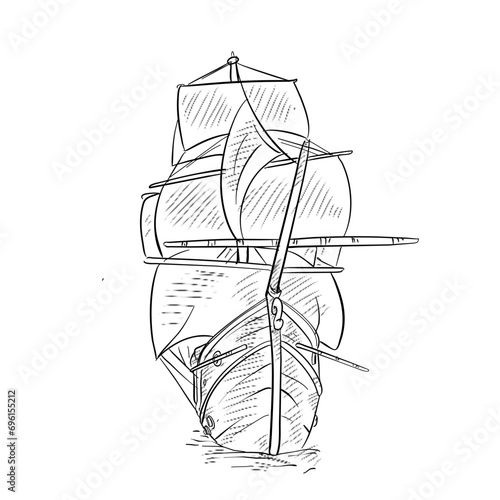 caravel handdrawn illustration