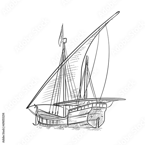 caravel handdrawn illustration