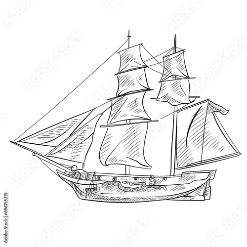 caravel handdrawn illustration