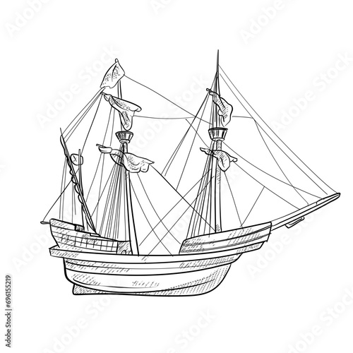caravel handdrawn illustration