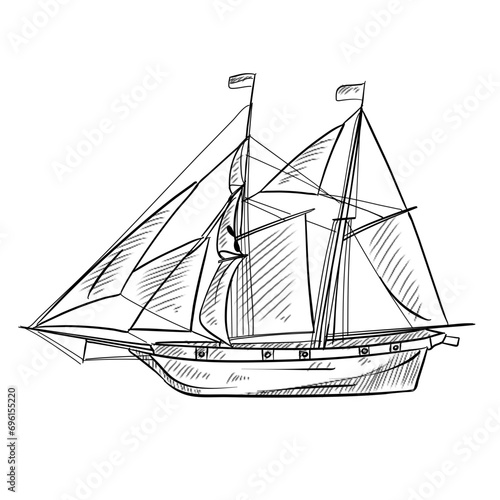 caravel handdrawn illustration