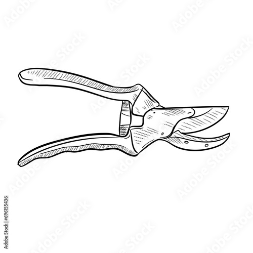 garden shears handdrawn illustration