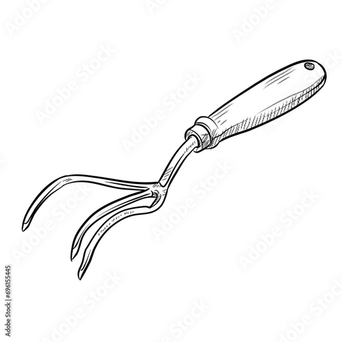 garden fork handdrawn illustration