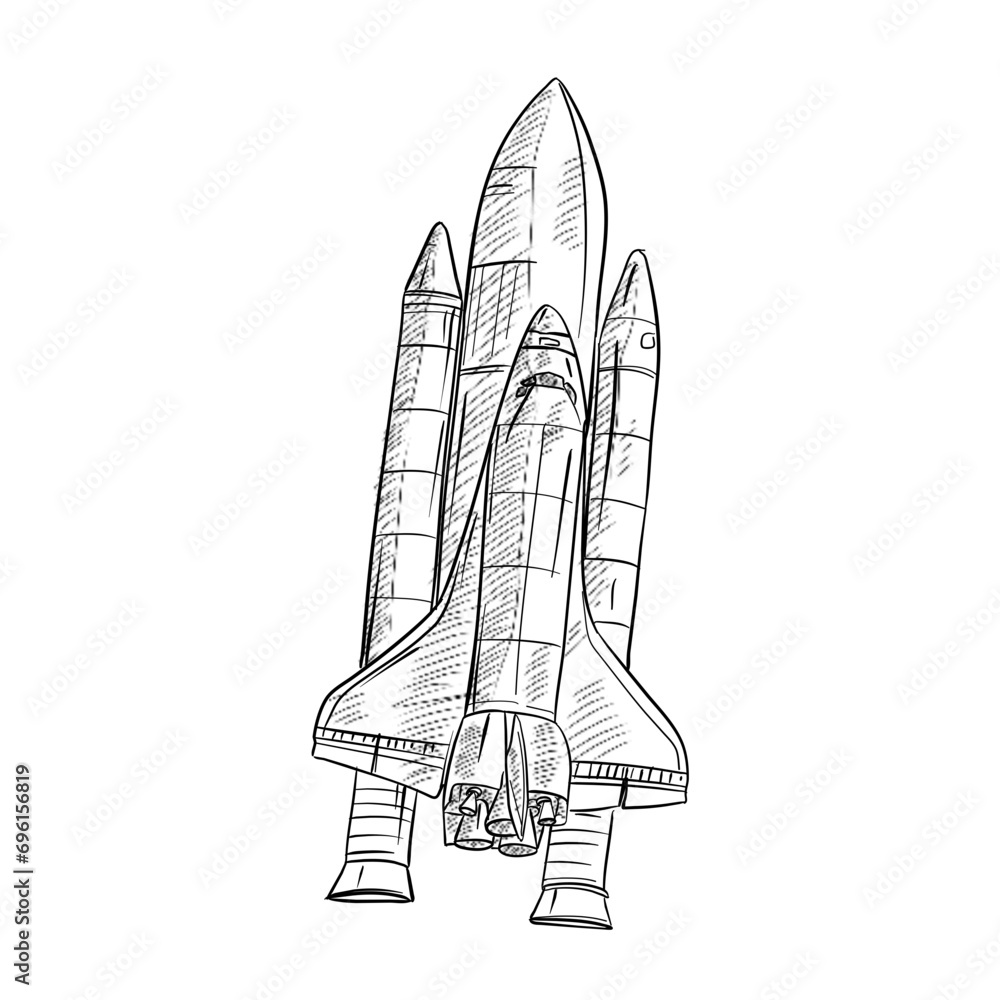Obraz premium space rocket handdrawn illustration