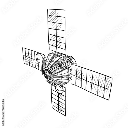 space satellite handdrawn illustration