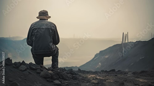 The loneliness is almost tangible here but not for the Mining Worker. He stands strong and vigilant an unwilling participant in a larger narrative of progress. His head is bowed in humble prayer photo
