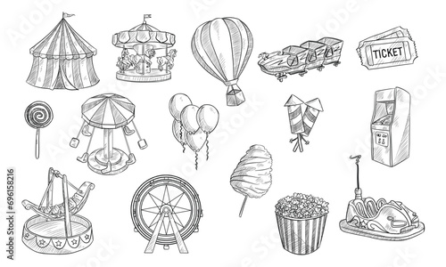 amusement park handdrawn collection