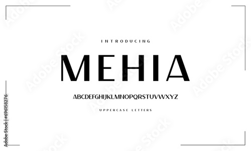 Sans serif typography font vector. Modern clean elegant character set. Creative alphabet simple typeface. Digital letter type style. Logo art banner poster flyer billboard text graphic design.