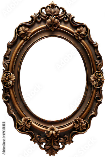 oval antique picture frame isolated on transparent background © Bonnie