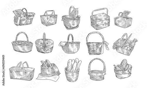 picnic basket handdrawn collection photo