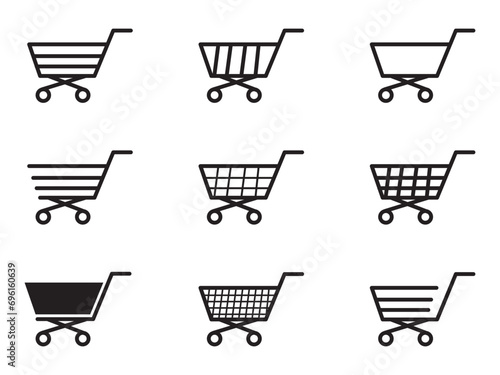 Shopping cart icon set. Shopping cart icon vector. Shopping cart. Business icon, web icons, trolley icon, cart icon. Vector illustration.