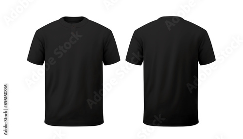 polo plain black t-shirt PNG front view and back view for mockup in transparent background for design display