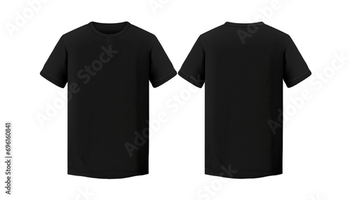 polo plain black t-shirt PNG front view and back view for mockup in transparent background for design display