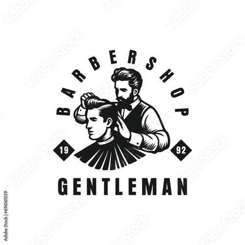 Vintage Barber Shop Logo Template