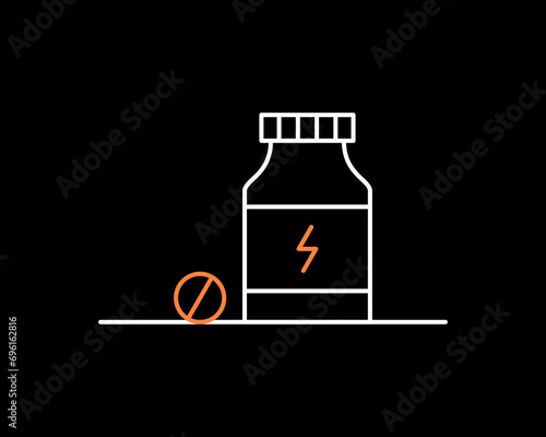vitamins illustration in dark style. Flat vector illustration.