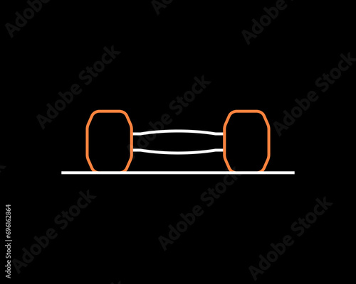 dumbbells illustration in dark style. Flat vector illustration.