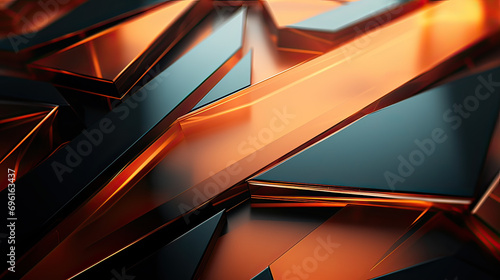Abstract background orange color with geometric 3D texture and light leaks