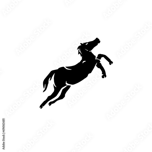 A black horse jumped. Flat design vector illustration © Abdurrobert.id