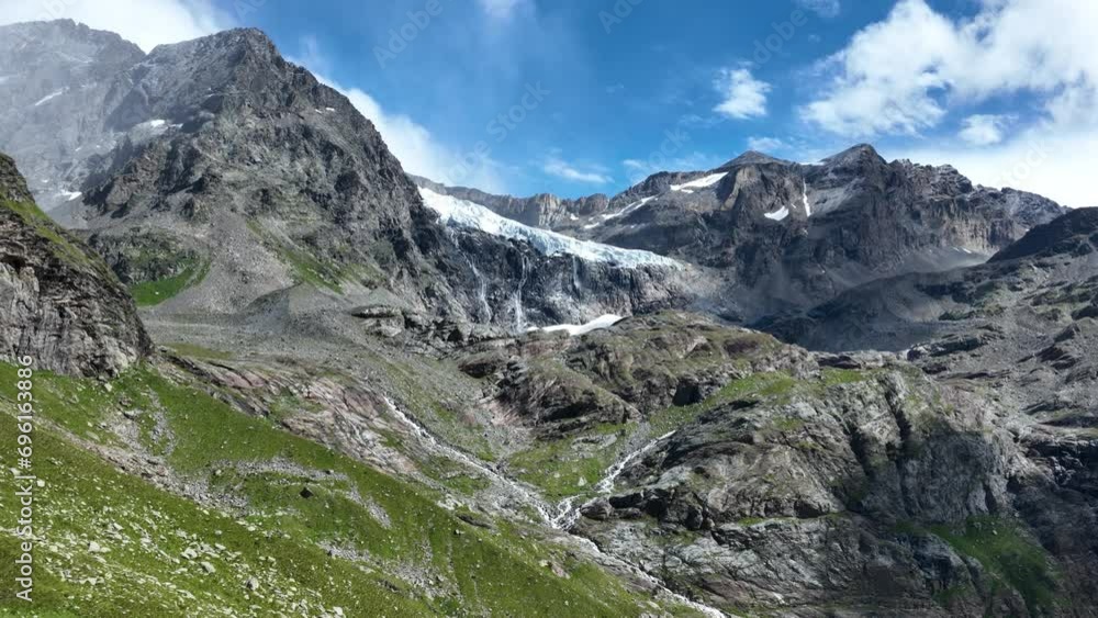 Aerial pullin Drone Shot of Fellaria's Glacier - Valmalenco - Sondrio Aerial pullin Drone Shot of Fellaria's Glacier - Valmalenco - Sondrio