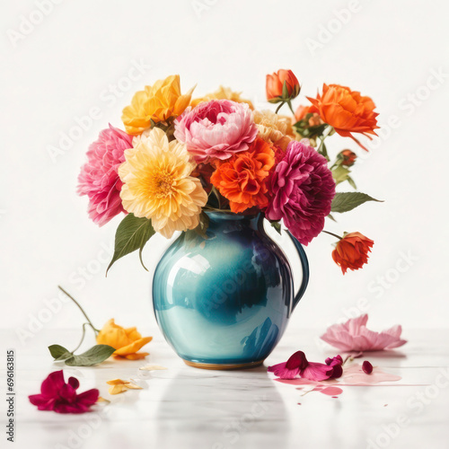 beautiful vase of flower on white background