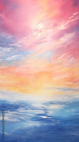 油絵スタイルの抽象的な空と海の風景画 © ayame123