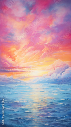 油絵スタイルの抽象的な空と海の風景画 © ayame123