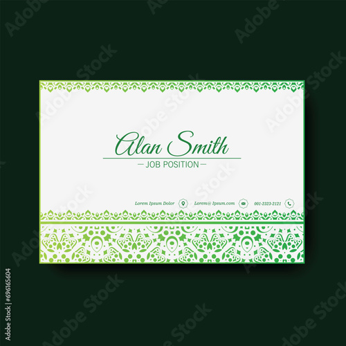 Green decorative logo and business card template
