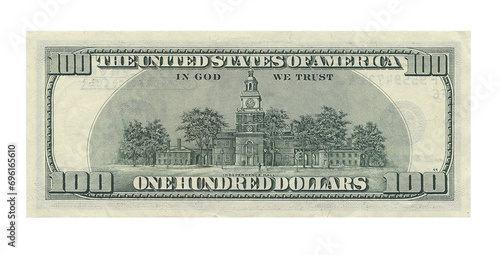New hundred dollars bill back photo