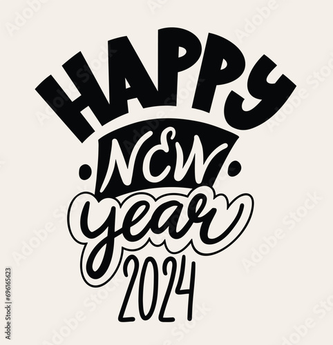 Happy New Year 2024. Isolated vector illustration. Celebration party.