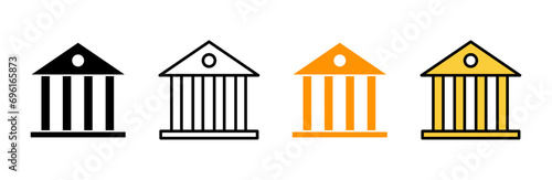 Bank icon set vector. Bank sign and symbol, museum, university