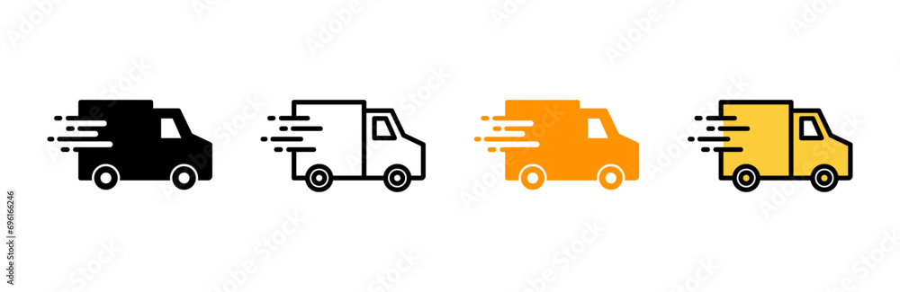 Delivery truck icon set vector. Delivery truck sign and symbol. Shipping fast delivery icon Delivery truck icon set vector. Delivery truck sign and symbol. Shipping fast delivery icon