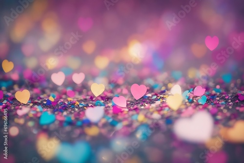 Heart bokeh background. Valentine's day background. Love background. Ai generated © Amlumoss