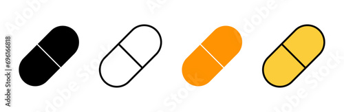 Pills icon set vector. capsule icon. Drug sign and symbol