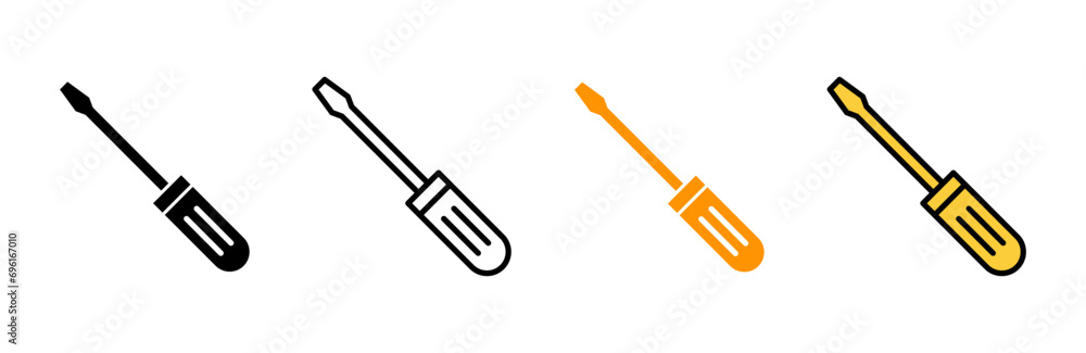 Screwdriver icon set vector. tools sign and symbol Screwdriver icon set vector. tools sign and symbol