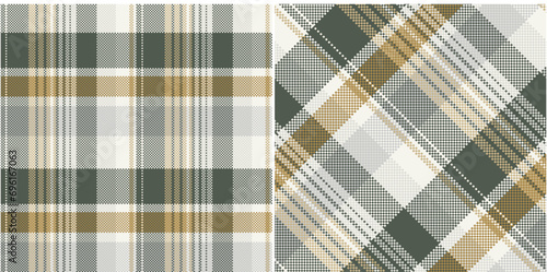 Vector checkered pattern or plaid pattern in green, yellow and white . Tartan, textured seamless plat for flannel shirts, duvet covers, other autumn winter textile mills. Vector Format