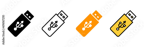 Usb icon set vector. Flash disk sign and symbol. flash drive sign.