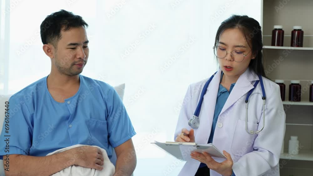Medical staff An Asian female doctor who knows, learns analyses, and asks for information about the history of congenital diseases to plan treatment for patients. medicine concept. Medical staff An Asian female doctor who knows, learns analyses, and asks for information about the history of congenital diseases to plan treatment for patients. medicine concept.