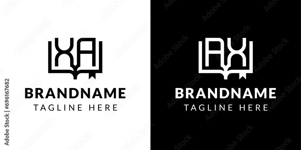 Letter AX and XA Book Logo, suitable for business related to book with AX or XA initials. Letter AX and XA Book Logo, suitable for business related to book with AX or XA initials.