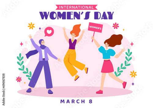 International Women's Day Vector Illustration on March 8 to Celebrate the Achievements and Freedom of Women in Flat Cartoon Background Design