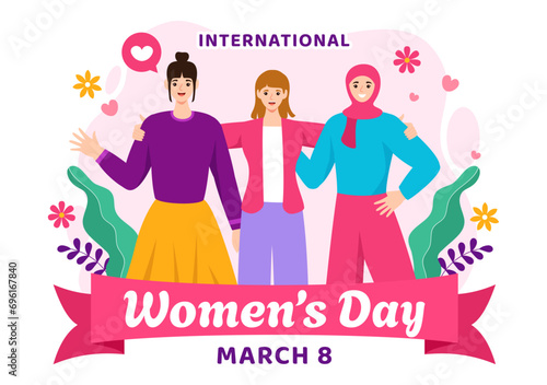 International Women's Day Vector Illustration on March 8 to Celebrate the Achievements and Freedom of Women in Flat Cartoon Background Design